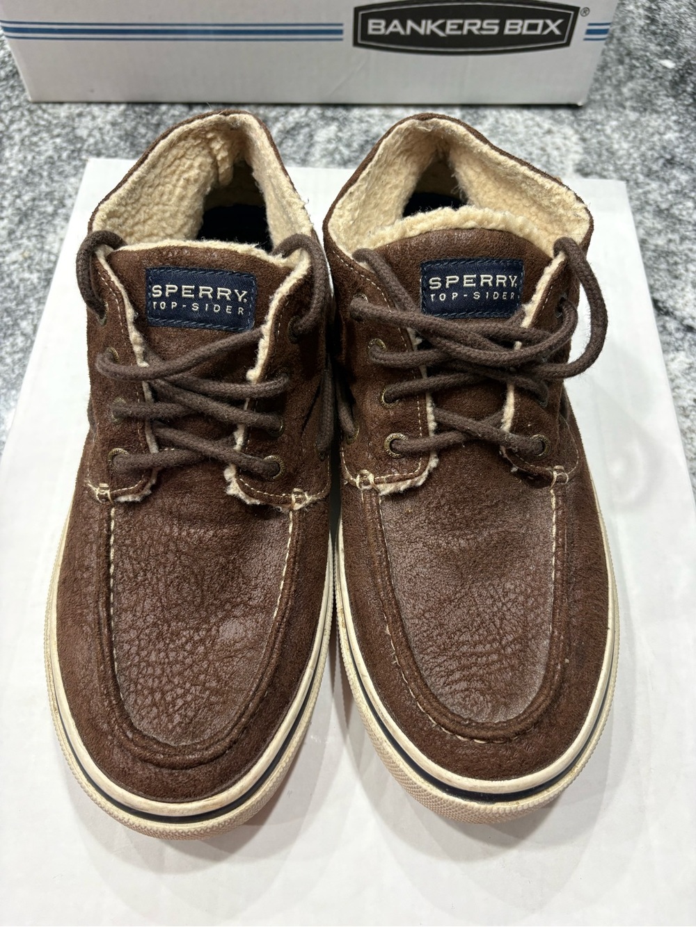 Sperry Brown Suede Sherpa-Lined Men’s Boat Shoes